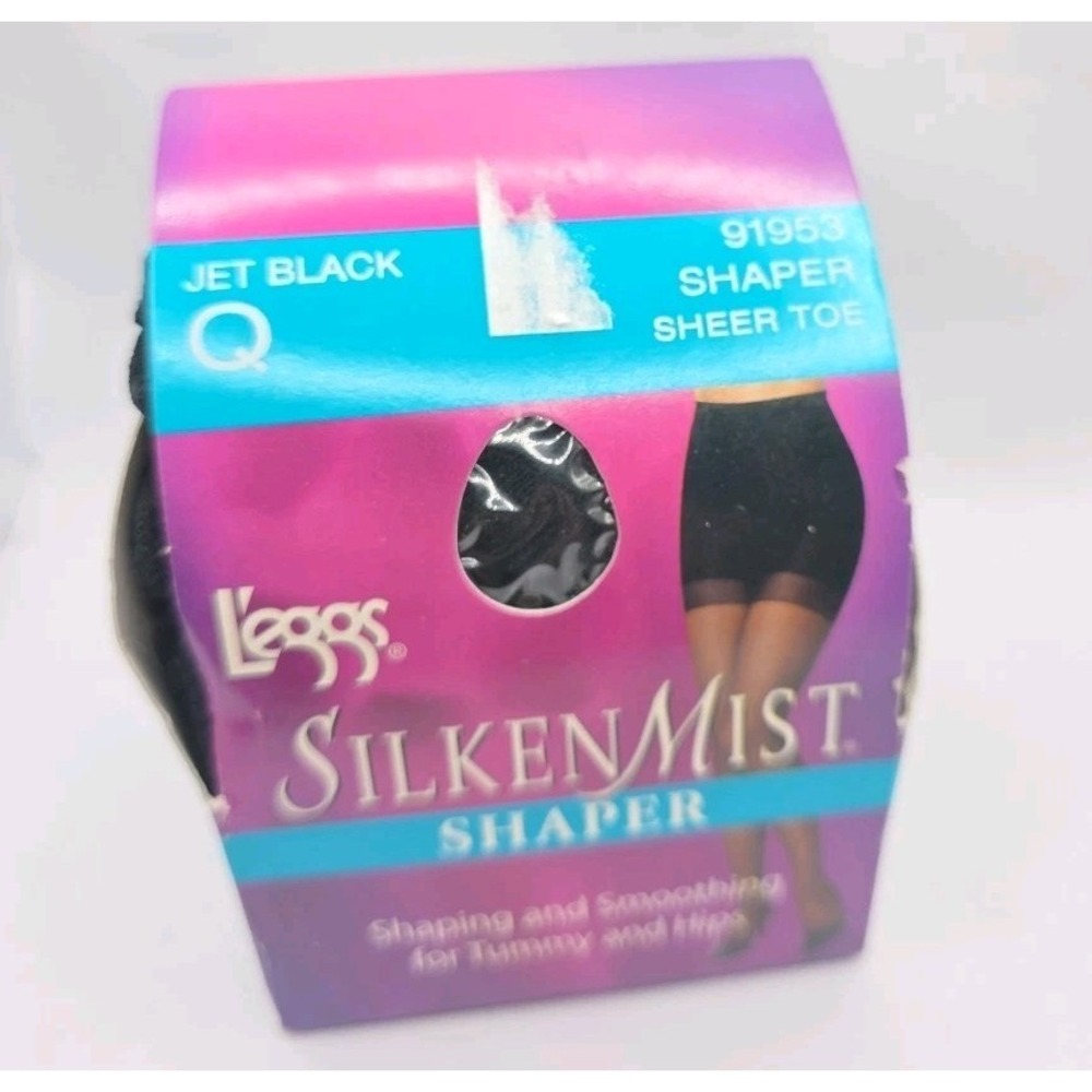 L'eggs Silken Mist Shaper Panty Pantyhose Size Q XL Black New In Box